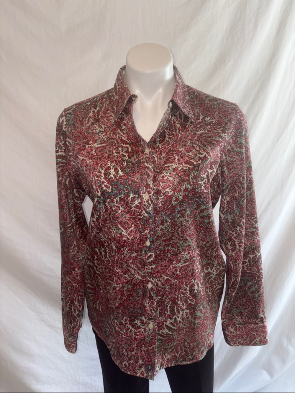 Chaps Red Paisley-Print Long Sleeve Button-Down Shirt